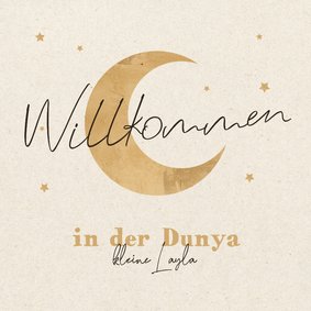 Glückwunschkarte Mond Sterne 'Willkommen in der Dunya'