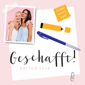 Glückwunschkarte Prüfung 'Geschafft!' mit Foto