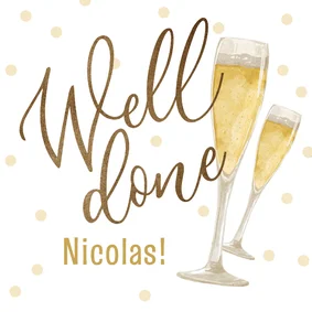 Glückwunschkarte Prüfung 'Well done' Sektgläser