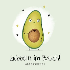 Glückwunschkarte Schwangerschaft Kribbeln im Bauch Avocado