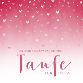 Glückwunschkarte Taufe rosa Herzen