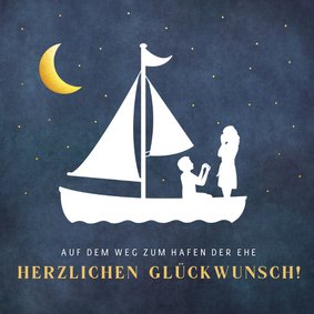 Glückwunschkarte Verlobung Segelboot 
