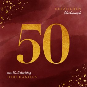 Glückwunschkarte zum 50. Geburtstag Goldzahl