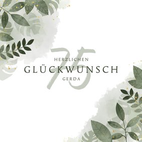 Glückwunschkarte zum Geburtstag Blaetter & Wasserfarbe