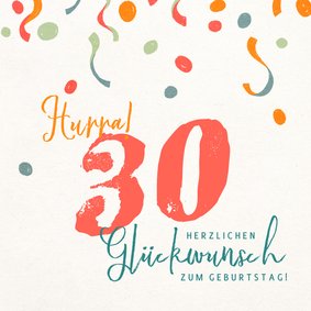 Glückwunschkarte zum Geburtstag Ziffer und Konfetti