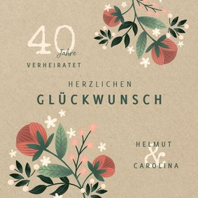 Glückwunschkarte zum Jubiläum mit Blumen & Pflanzen