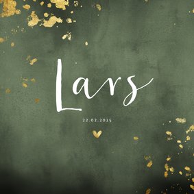 Glückwunschkarte zur Geburt grün und gold