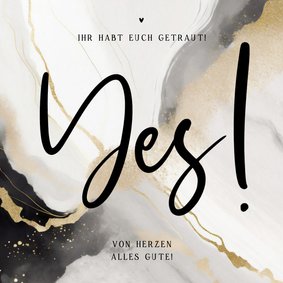 Glückwunschkarte zur Hochzeit 'Yes' Marmorlook