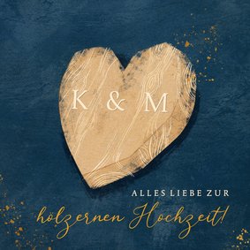 Glückwunschkarte zur hölzernen Hochzeit Herz