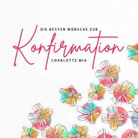 Glückwunschkarte zur Konfirmation Aquarell Blüten