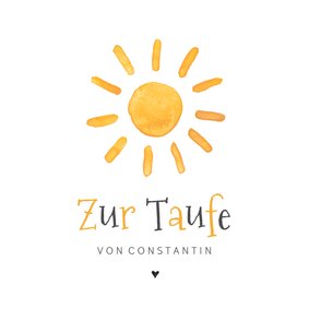 Glückwunschkarte zur Taufe mit Sonne