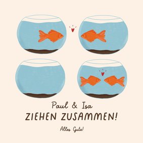 Glückwunschkarte Zusammen ziehen Goldfische im Glas