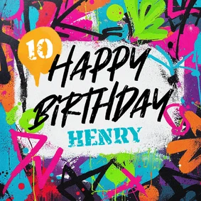 Graffiti-Geburtstagskarte Kind & Teenager