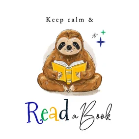 Grußkarte Faultier 'Keep calm & read a book'