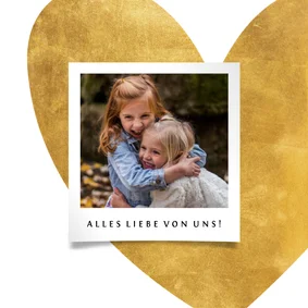 Grußkarte Foto & Herz Goldlook
