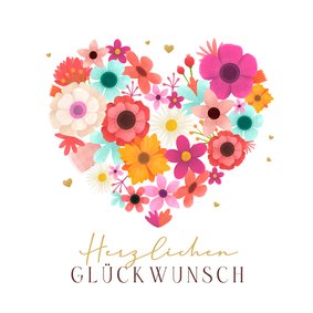 Grußkarte Glückwunsch mit Blumenherz