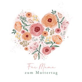 Grußkarte Muttertag Herz aus Blumen