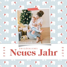 Grußkarte Neujahr Fotokarte mit Eisbären