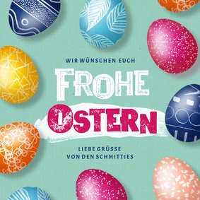 Grußkarte Ostern bunte Ostereier