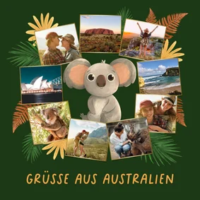 Grußkarte Rundreise Australien Koala & Fotos