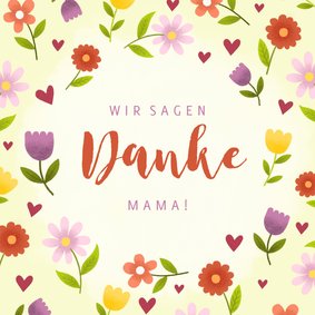 Grußkarte Wir sagen Danke mit Blumen