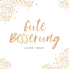 Gute Besserungskarte Herzen in Goldlook