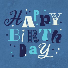 'Happy Birthday' Geburtstagskarte modern Typografie Blau