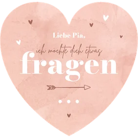 Herzkarte Brautjungfer fragen Hochzeit rosa Aquarell