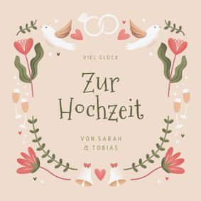 Hochzeit-Glückwunschkarte Blumengirlande