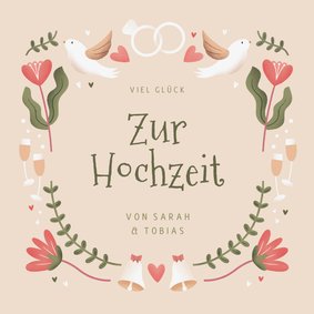 Hochzeit-Glückwunschkarte Blumengirlande