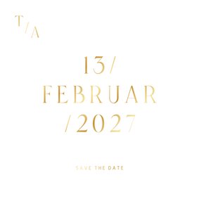 Hochzeit Save-the-Date-Karte Goldschrift minimalistisch