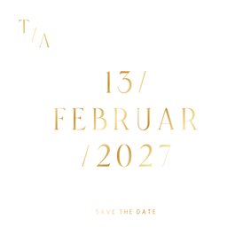 Hochzeit Save-the-Date-Karte Goldschrift minimalistisch