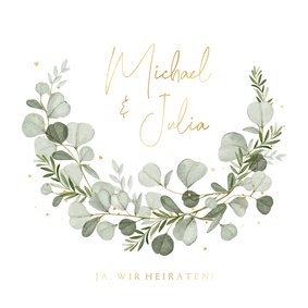 Hochzeitseinladung Aquarellzweige & Goldschrift