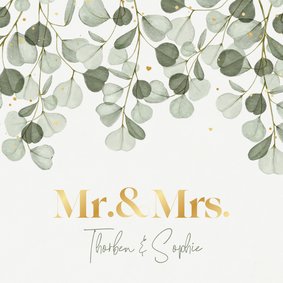  Hochzeitseinladung Eukalyptuszweige & Gold