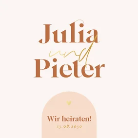 Hochzeitseinladung grafisch Bogen modern Orange