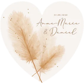 Hochzeitseinladung Herzkarte Bohemien Pampasgras