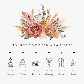 Hochzeitseinladung Timeline Bohemian Flowers