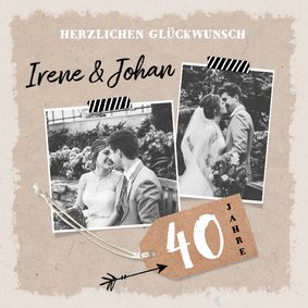 Hochzeitsjubiläum Glückwunschkarte mit Fotos 40 Jahre