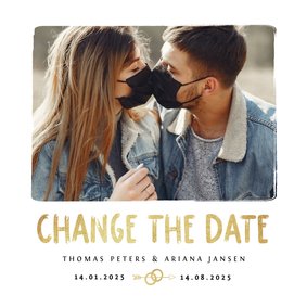 Hochzeitskarte Change-the-Date Foto Pinselstrich