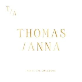 Hochzeitskarte Einladung Goldschrift minimalistisch