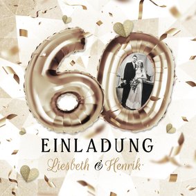 Jubiläumskarte Einladung 60. Hochzeitstag Folienballons