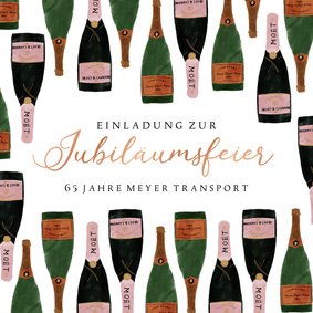 Jubiläumskarte Firma Champagnerflaschen