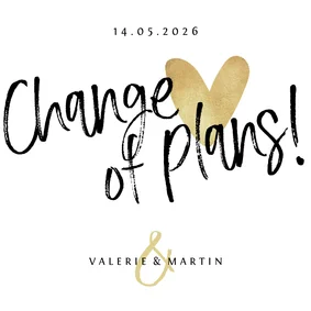 Karte 'Change of plans' Handschrift mit Herz