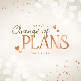 Karte Change-of-Plans Hochzeit Herzen Kupfer