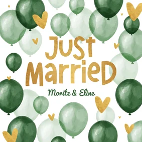 Karte Glückwunsch Hochzeit grüne Luftballons