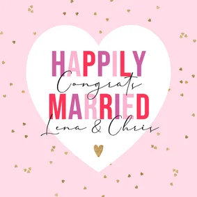 Karte Glückwunsch Hochzeit Herz 'Happily Married'