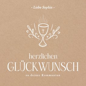 Karte Glückwunsch Kommunion Kraftpapierlook & Kelch