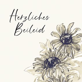 Karte Herzliches Beileid Sonnenblumen in Aquarell