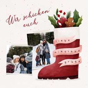 Karte Nikolausgrüße mit Fotos und Nikolausstiefel