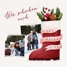 Karte Nikolausgrüße mit Fotos und Nikolausstiefel